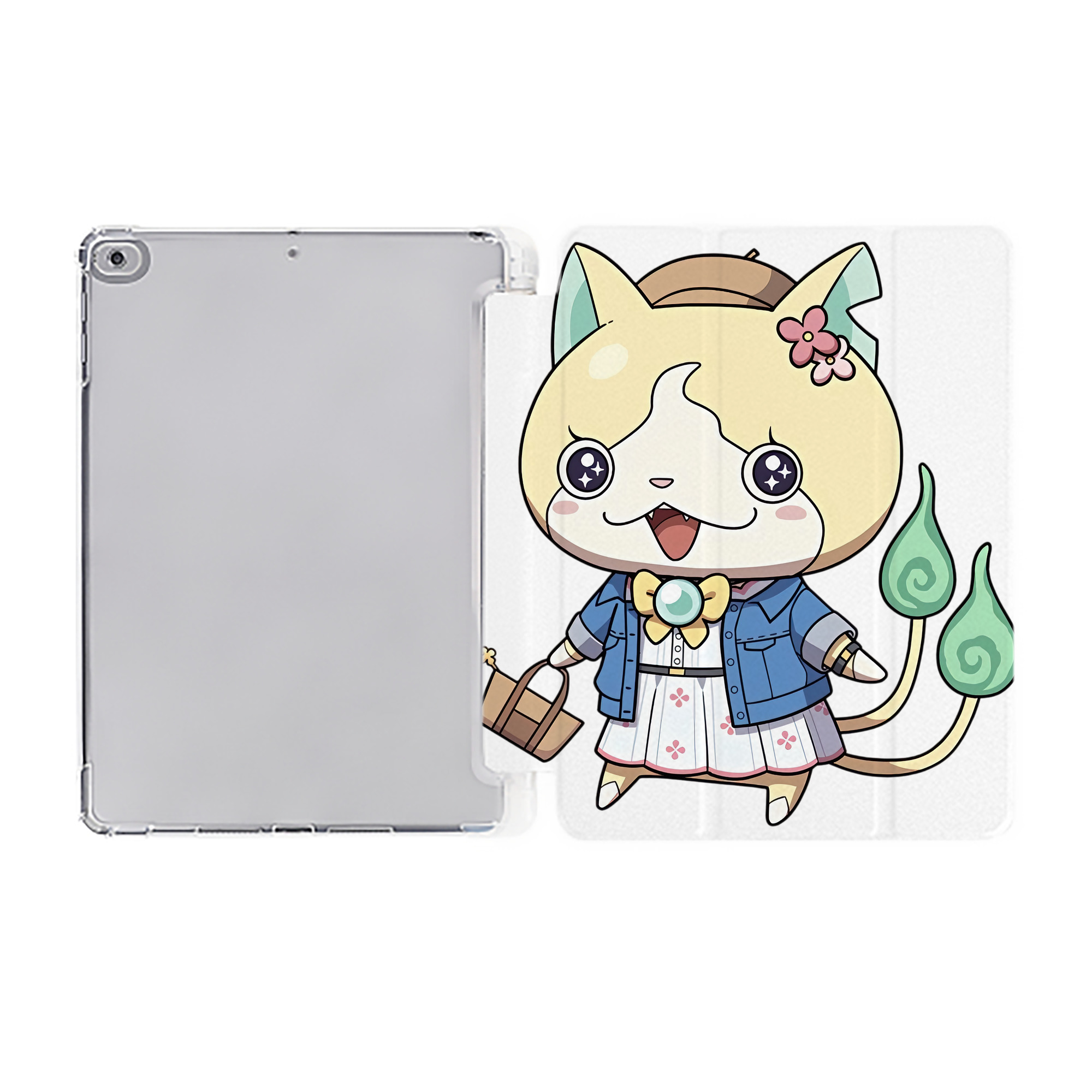 （画像用） 妖怪ウォッチ Yo-kai Watch IPad ケース ペン収納付き 三つ折りスタンド PUレザー×シリコン 対応機種9.5/10.5/10.9インチ